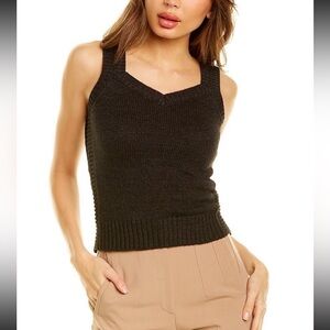 Ecru Sweetheart Neck Sweater Tank Dark Indigo Size XS